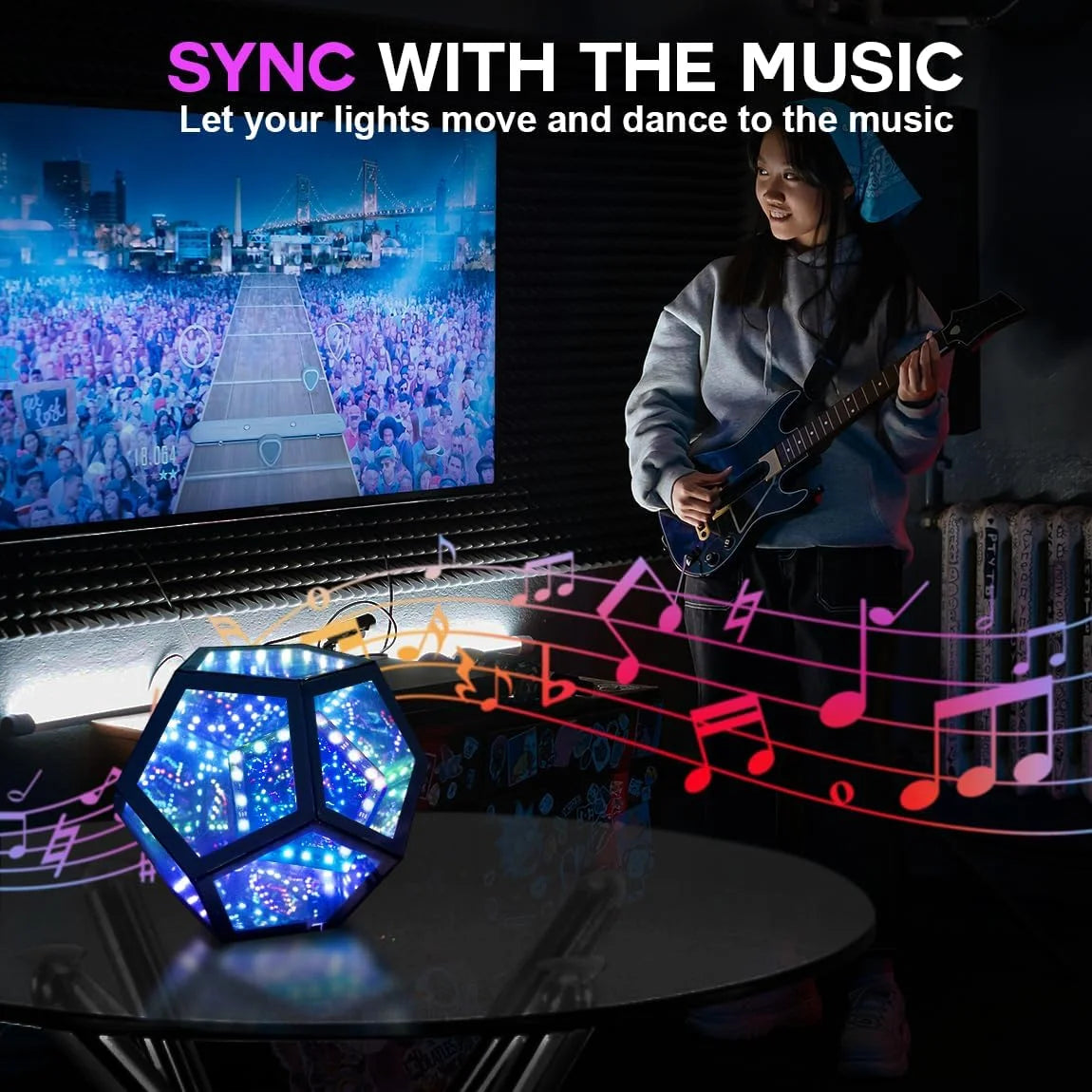 Veilleuse LED RGB à couleurs changeantes synchronisée avec la musique