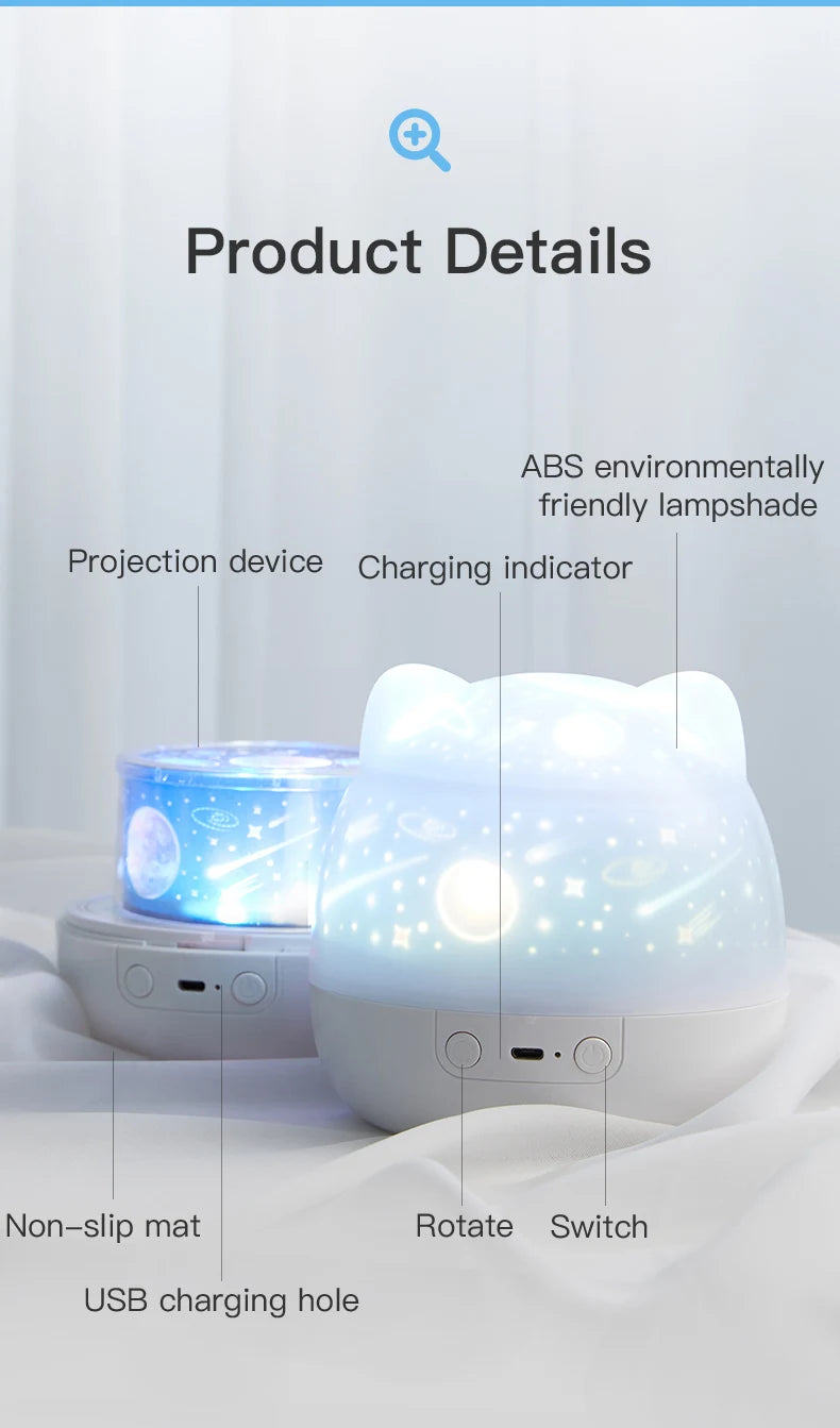 Veilleuse Lampe de nuit rotative ours mignon