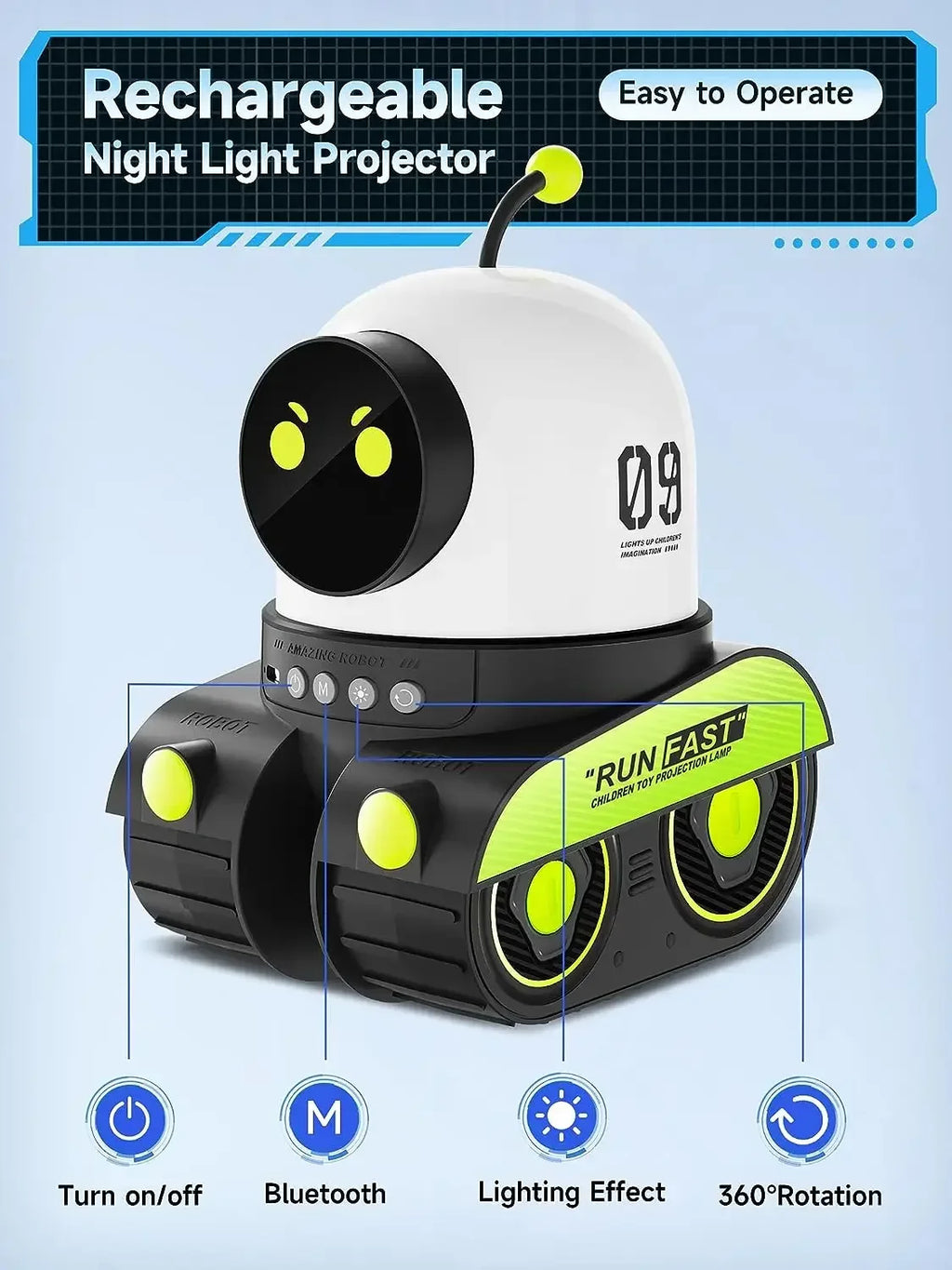 Veilleuse Projecteur Robot Musicale
