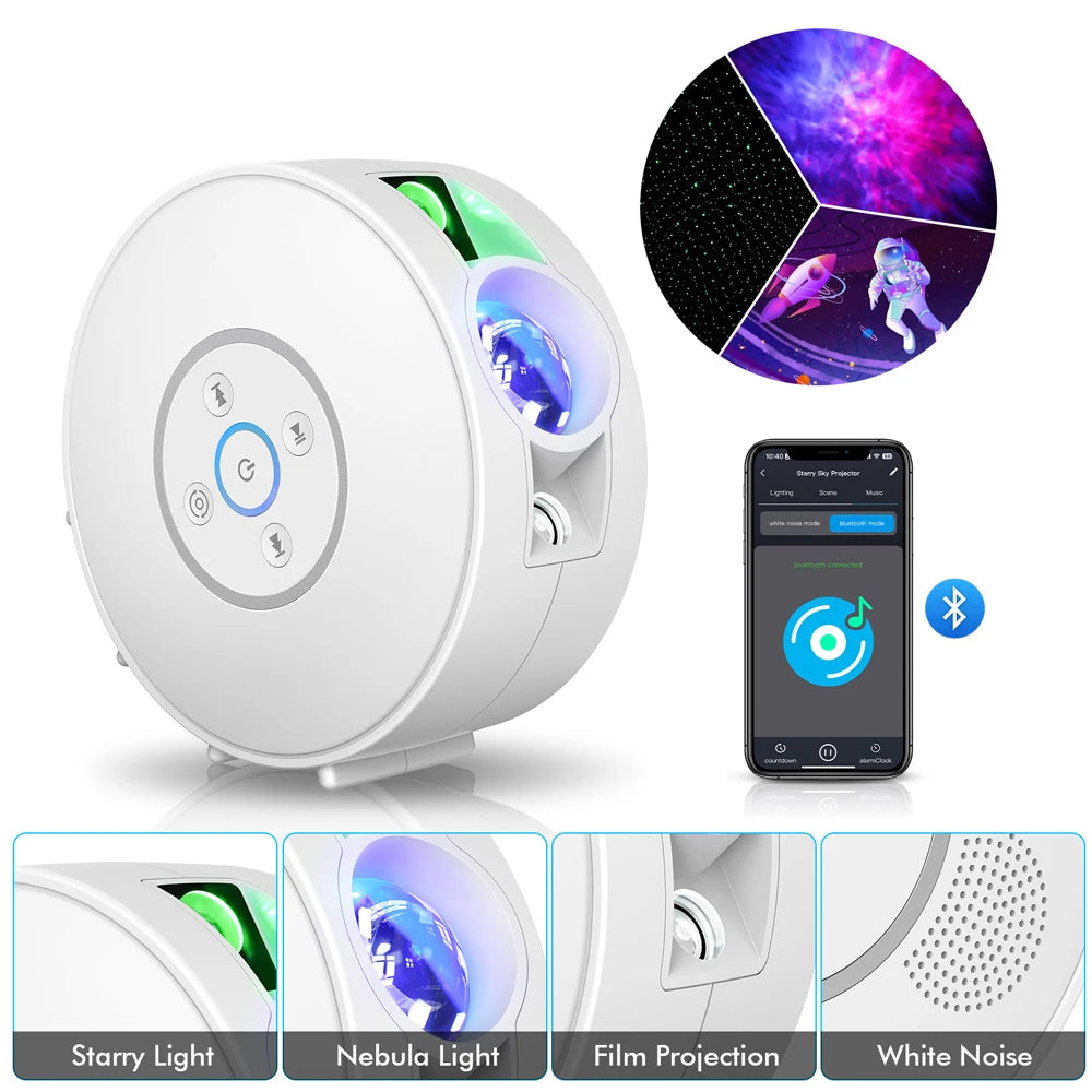 Veilleuse Projecteur de ciel étoilé avec haut-parleur connectée