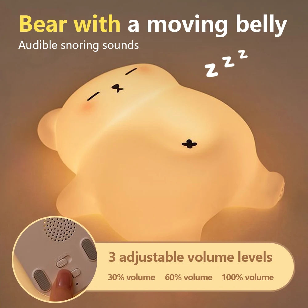 Veilleuse en silicone en forme d'Ours, rechargeable avec capteur tactile.